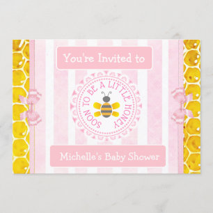 Joli Miel Abeille rose Invitations Baby showers de