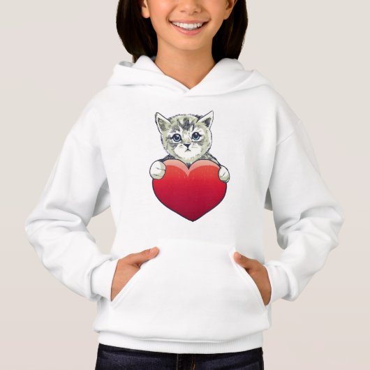 Joli Minou Visage Chat Rouge Coeur (Devant)