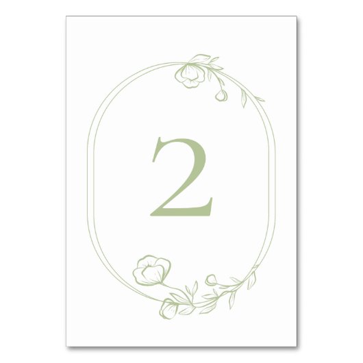 Joli Mint Vert Mariage Floral Numéro de table (Par défaut)
