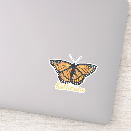 Joli Monarque Papillon Artwork avec Sticker de nom (Détail)