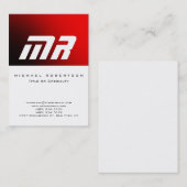 Joli Monogramme blanc Cool rouge Carte de visite (Devant / Derrière)