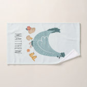 Joli Monogramme Bleu Poulet Motif de ferme Enfants (Serviette à main)