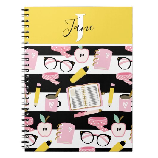 Joli Monogramme Carnet scolaire personnalisé fille (Devant)