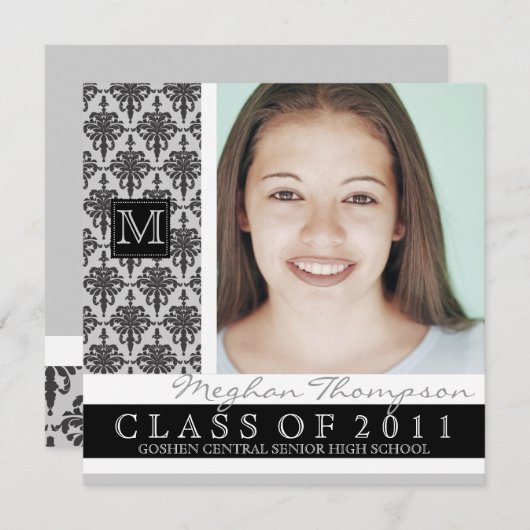 Joli monogramme de faire-part d'obtention du (Devant / Derrière)