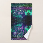 Joli monogramme de fausse brillance vert violet fo (Serviette à main)