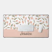 Joli monogramme de nom de pêche blanche aquarelle (Clavier et souris)