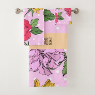 Joli monogramme de style rétro Fleurs Violet