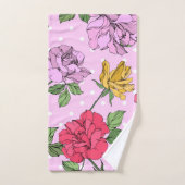 Joli monogramme de style rétro Fleurs Violet (Serviette à main)