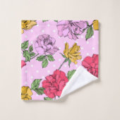 Joli monogramme de style rétro Fleurs Violet (Gant de toilette)