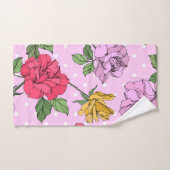 Joli monogramme de style rétro Fleurs Violet (Serviette à main)