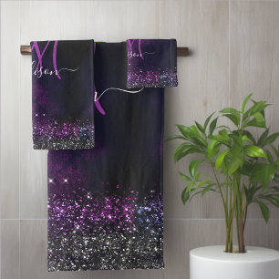 Joli monogramme fausse brillant magenta noir