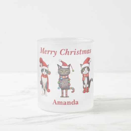 Joli monogramme Joyeux chat de Noël Mug (Centre)