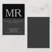 Joli Monogramme noir gris Cool Carte de visite (Devant / Derrière)