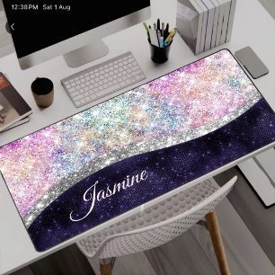 Joli monogramme pailleté argent violet iridescent