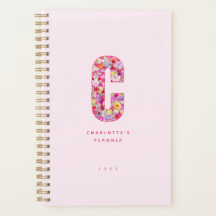 Joli Monogramme Personnalisé Floral Rose Clair