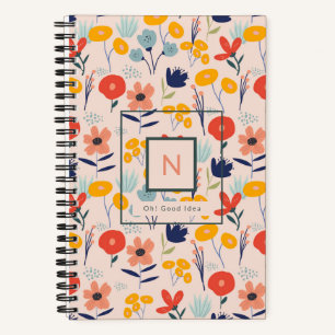 Joli Monogramme rose Fleurs Carnet Motif