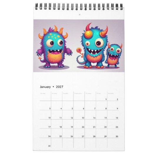 Joli monstre calendrier 2024 (Jan 2027)