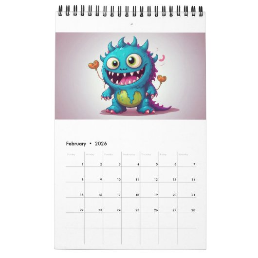 Joli monstre calendrier 2024 (Feb 2026)