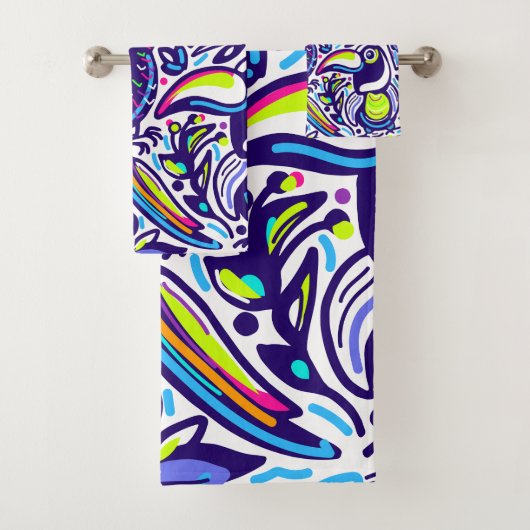 Joli motif artistique des oiseaux l Bleu et blanc (En situation)