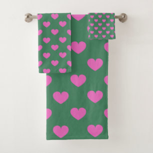 Joli motif cœur rose et vert simple et élégant