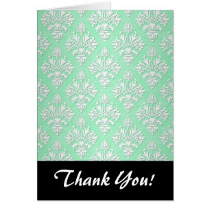 Joli motif damassé floral vert menthe et blanc