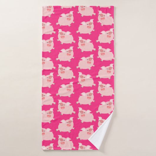 Joli Motif de cochons de dessin joyeux (Serviette de bain)