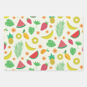Joli motif de fruits d'été et de feuilles tropical