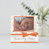 Joli Motif Fleur Orange Baby Girl Faire-part (Debout devant)