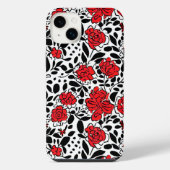 Joli motif floral en rouge, noir et blanc (Verso)