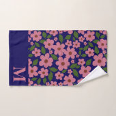 Joli motif floral rose Monogramme  (Serviette à main)