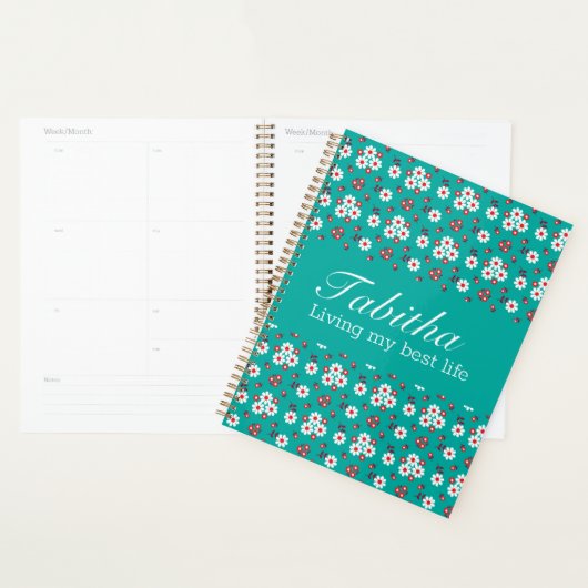 Joli motif floral sur Aqua (Devant avec enveloppe)