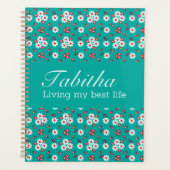Joli motif floral sur Aqua (Devant)