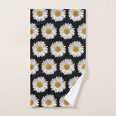 Joli Motif moderne marguerite sur noir (Serviette à main)