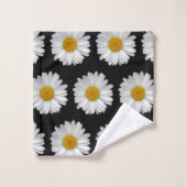 Joli Motif moderne marguerite sur noir (Gant de toilette)