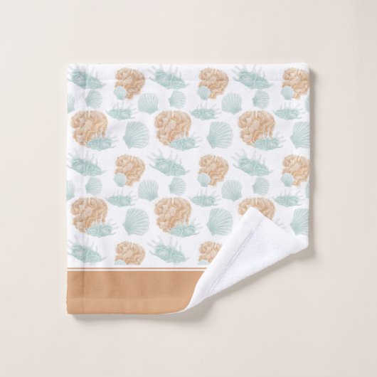 Joli Motif Ocean Seashell avec nom (Gant de toilette)