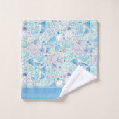 Joli Motif Ocean Seashell avec nom bleu (Gant de toilette)