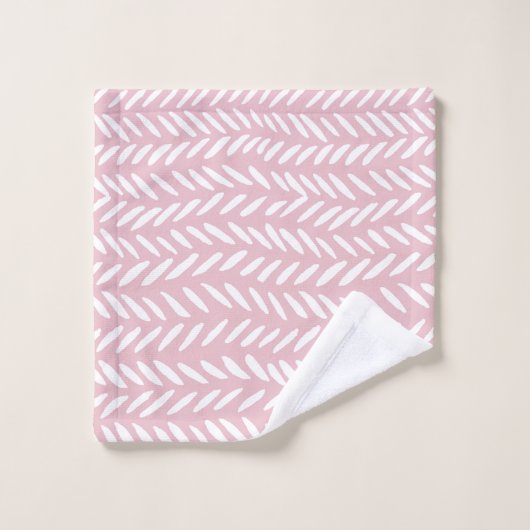 Joli motif pastel herringbone sur carré rose (Gant de toilette)