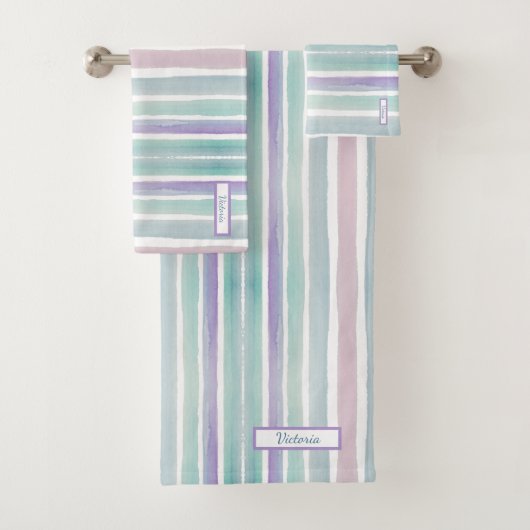 Joli Motif rayures colorées rose bleu Monogramme (En situation)