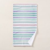 Joli Motif rayures colorées rose bleu Monogramme (Serviette à main)