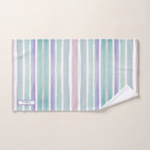Joli Motif rayures colorées rose bleu Monogramme (Serviette à main)