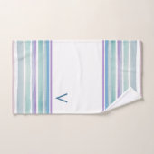 Joli Motif rayures colorées rose bleu Monogramme (Serviette à main)