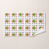 Joli motif répétitif de fleurs en pot Rosy Posy (Serviette à main)