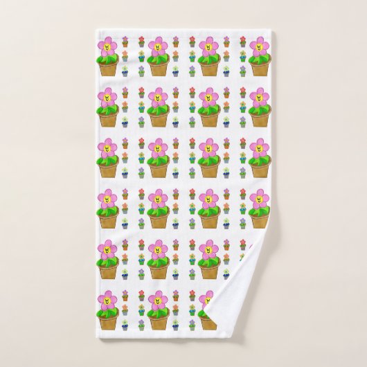 Joli motif répétitif de fleurs en pot Rosy Posy (Serviette à main)