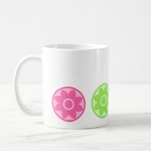 Joli mug à café à motif mandala floral rose et ver