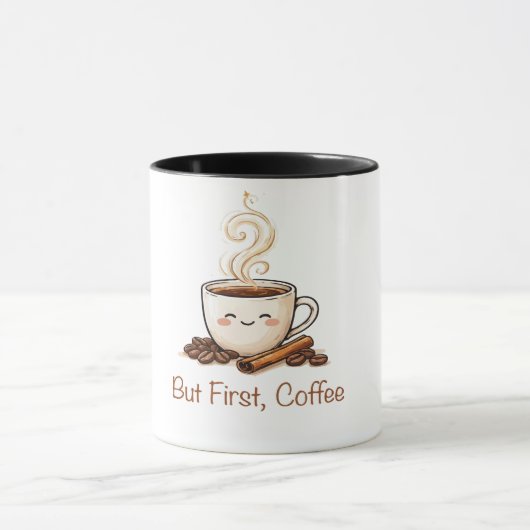 Joli Mug à Café avec Grains de Café et Cannelle (Centre)