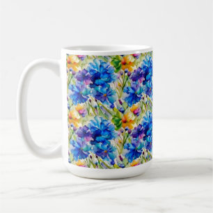 Joli mug aquarelle bleu art floral 
