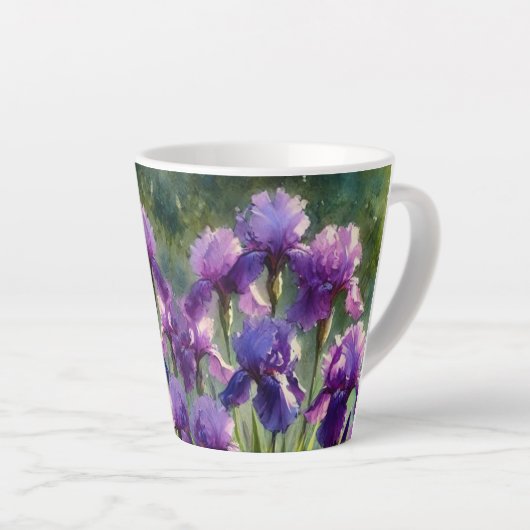 Joli Mug Café / Latte Fleurs Iris Violettes (Angle droit)