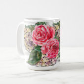 Joli Mug Classique 15oz aux Roses Rouges (Devant gauche)