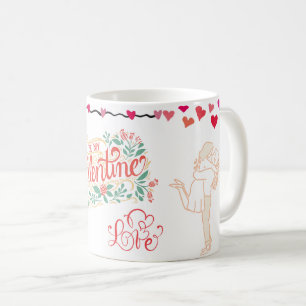 Joli Mug de café Floral Saint-Valentin Joyeux