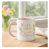 Joli mug floral "Bonjour Printemps" | Personnalisa